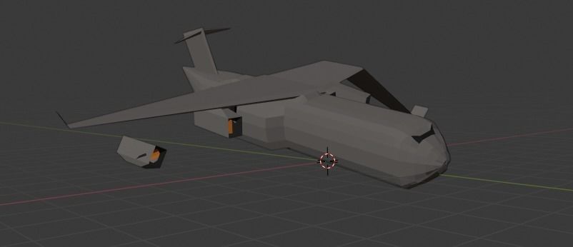 Crashed plane Low-poly 3D model_1