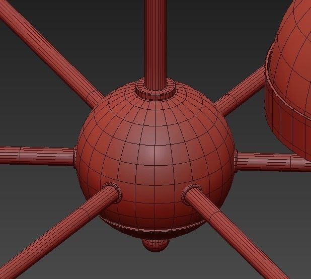 Wide Aged Brass 5 Light Chandelier 3D model_3