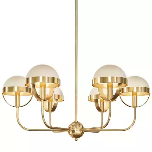 Wide Aged Brass 5 Light Chandelier