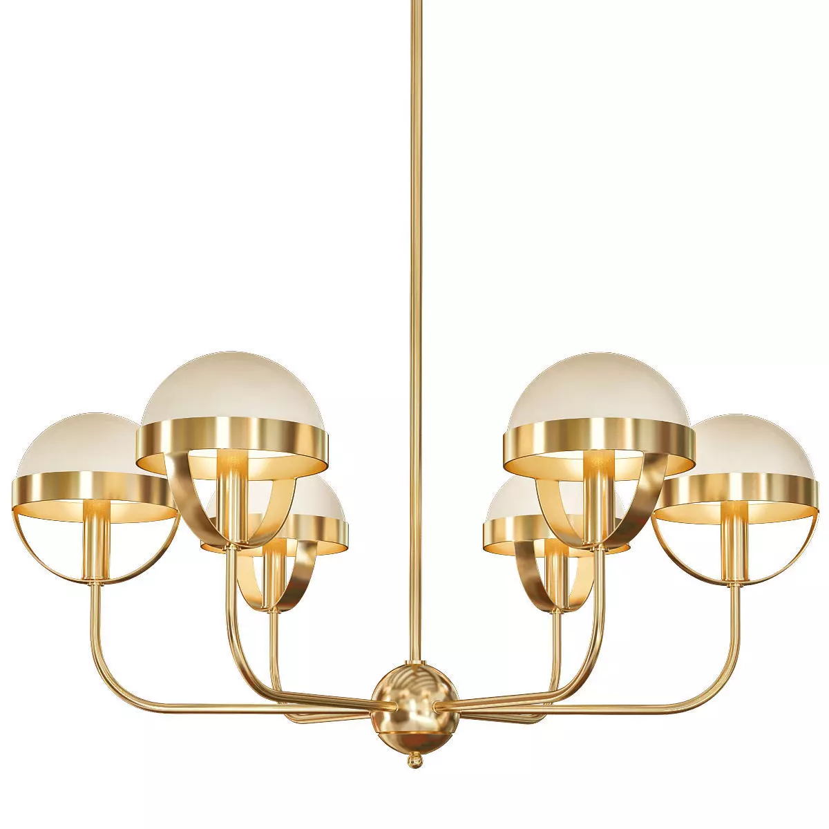 Wide Aged Brass 5 Light Chandelier 3D model_0