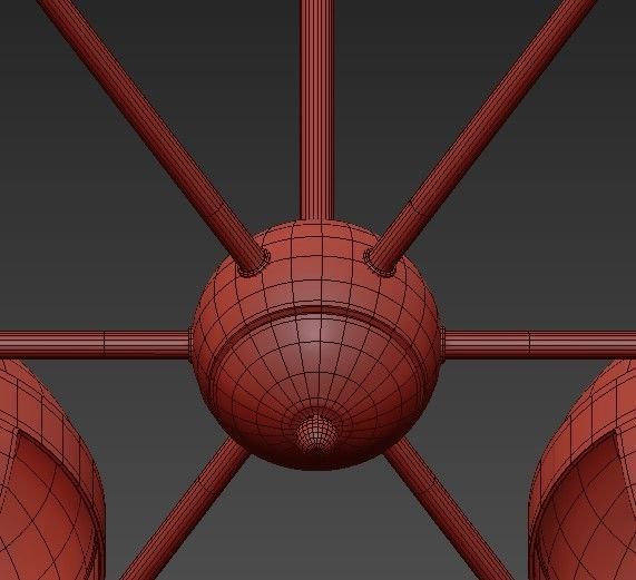 Wide Aged Brass 5 Light Chandelier 3D model_5