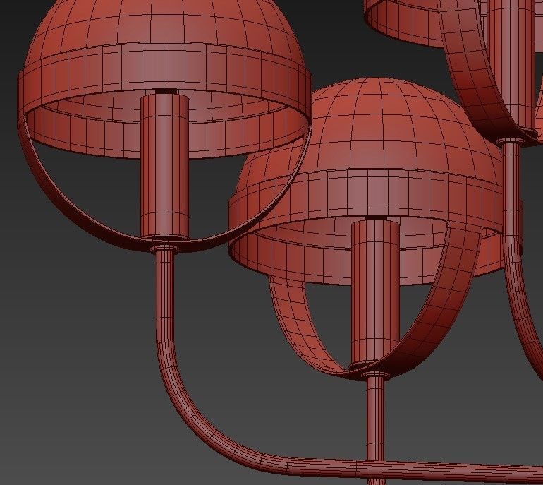 Wide Aged Brass 5 Light Chandelier 3D model_4