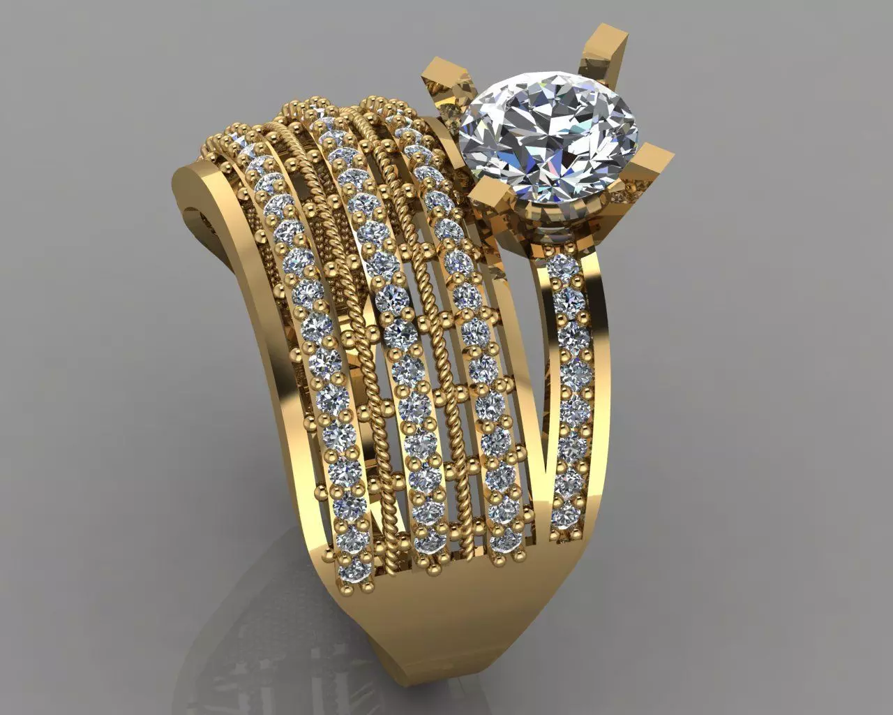 GC GOLD TW028- Diamond ring 3D print model_0