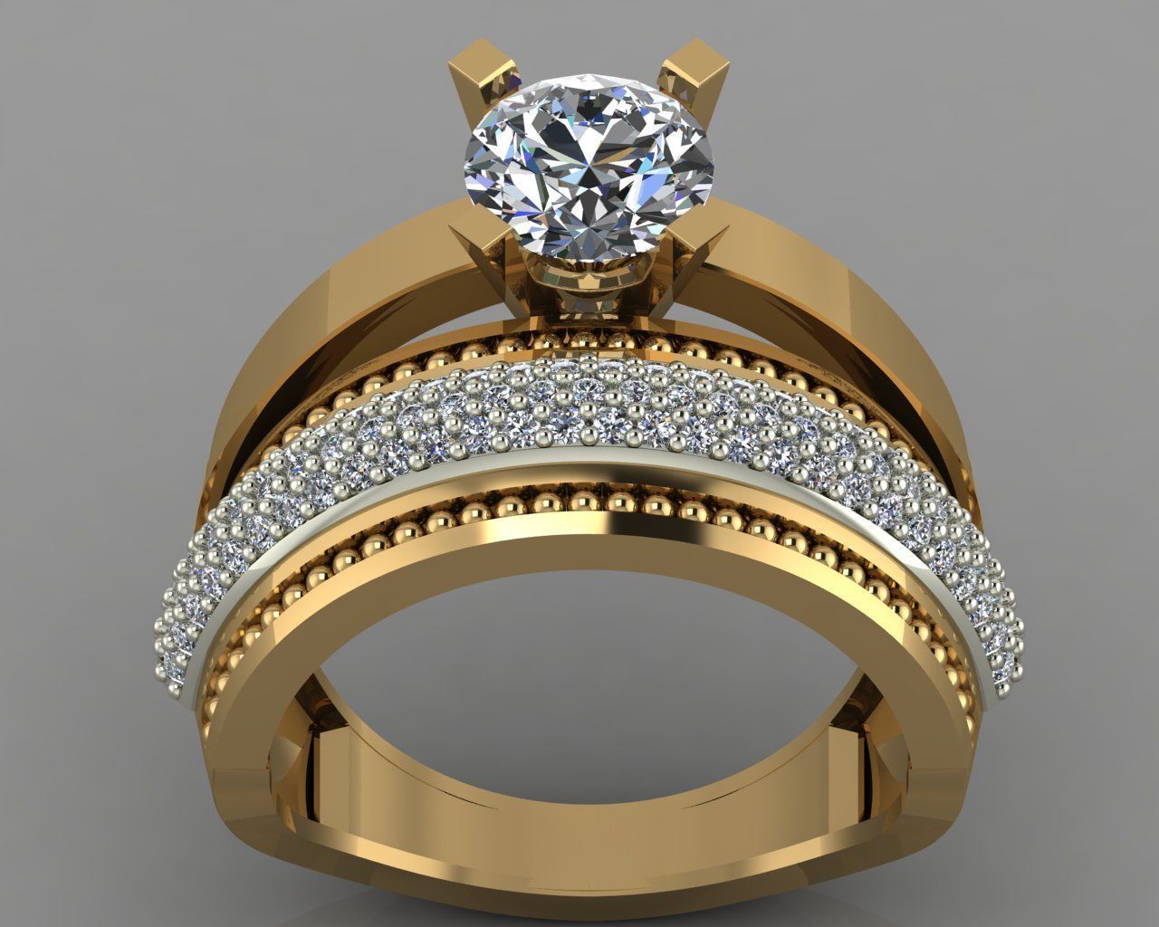 GC GOLD TW030- Diamond ring  3D print model_1