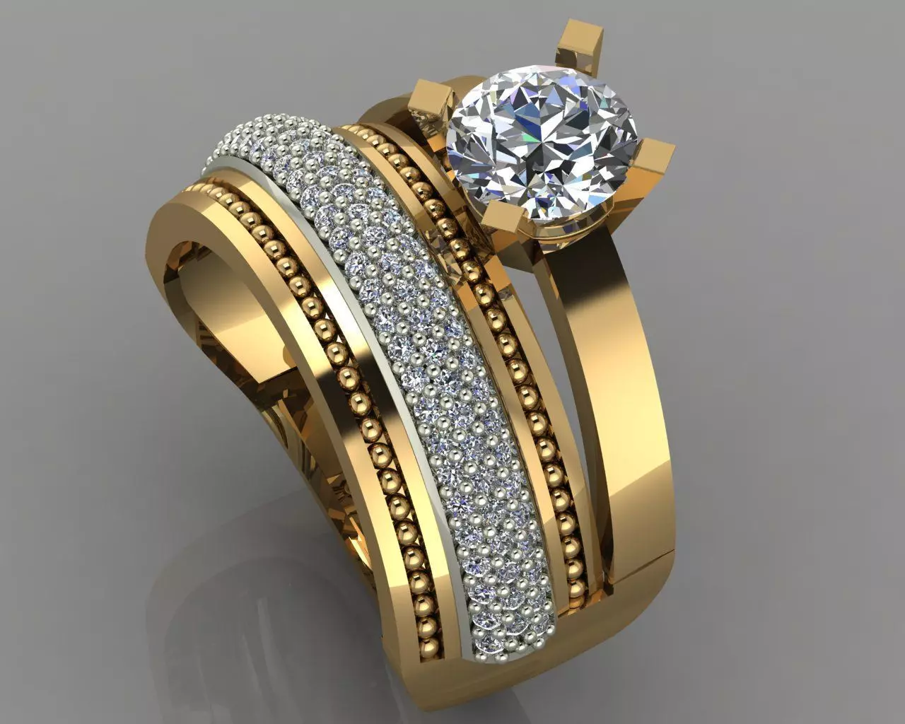 GC GOLD TW030- Diamond ring  3D print model_0