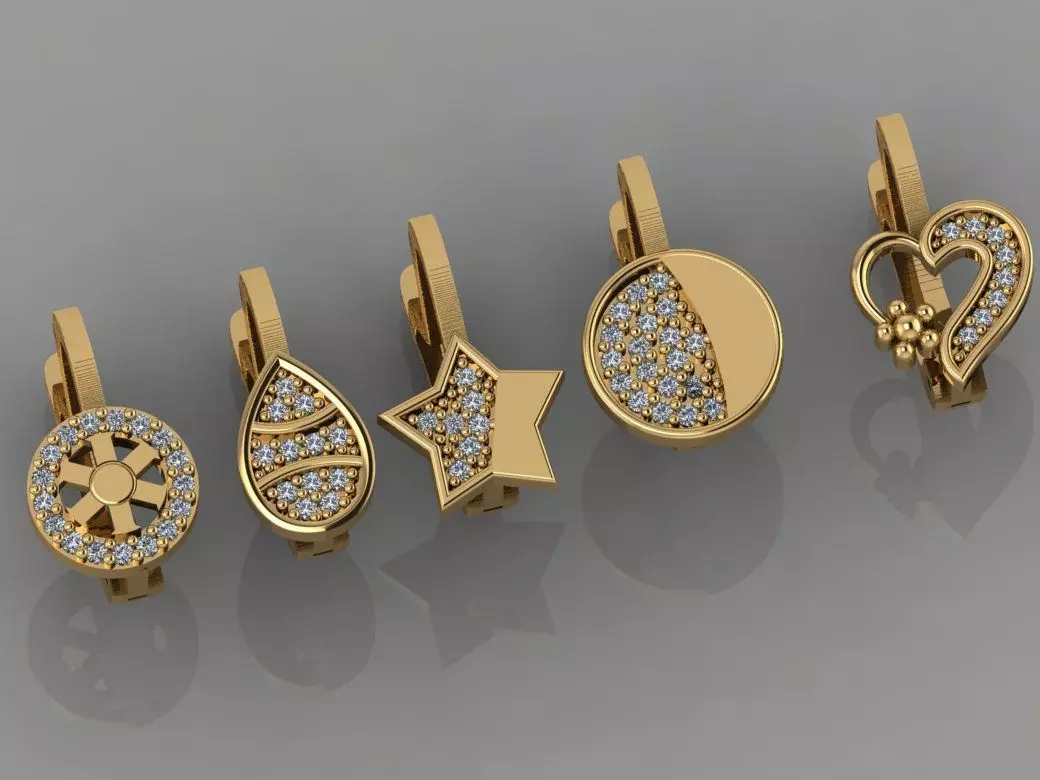 GC GOLD E037- Diamond Earring  3D print model_0