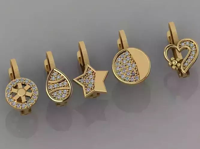 GC GOLD E037- Diamond Earring  3D print model