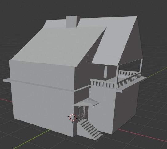 House with balcony Low-poly 3D model_3