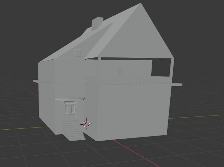 House with balcony Low-poly 3D model_4