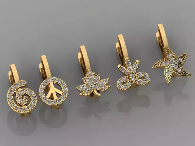 GC GOLD E040- Diamond Earring 3D print model