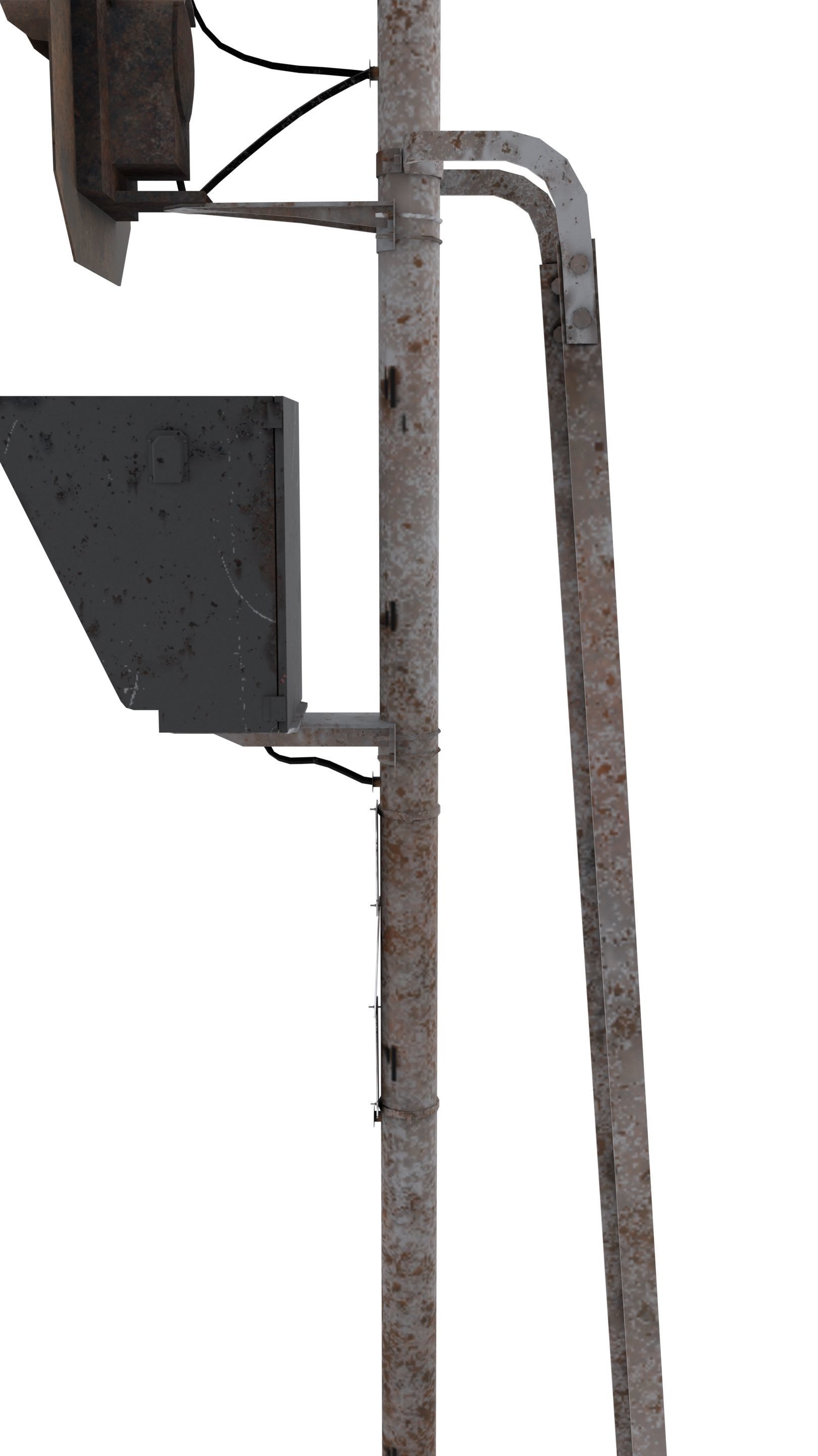 Train Traffic Light Weathered 4 3D model_4