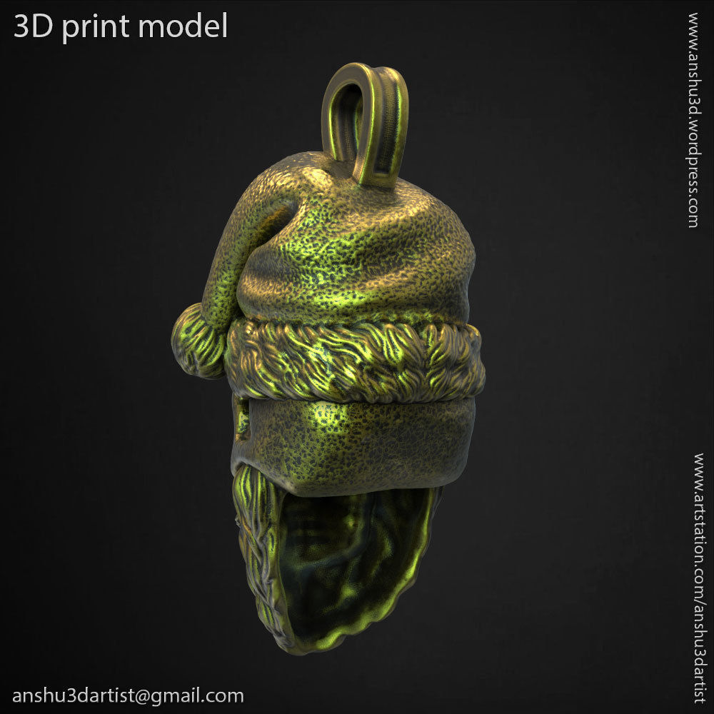skull pendant jewelry Santa claus  vol1  3D print model_8