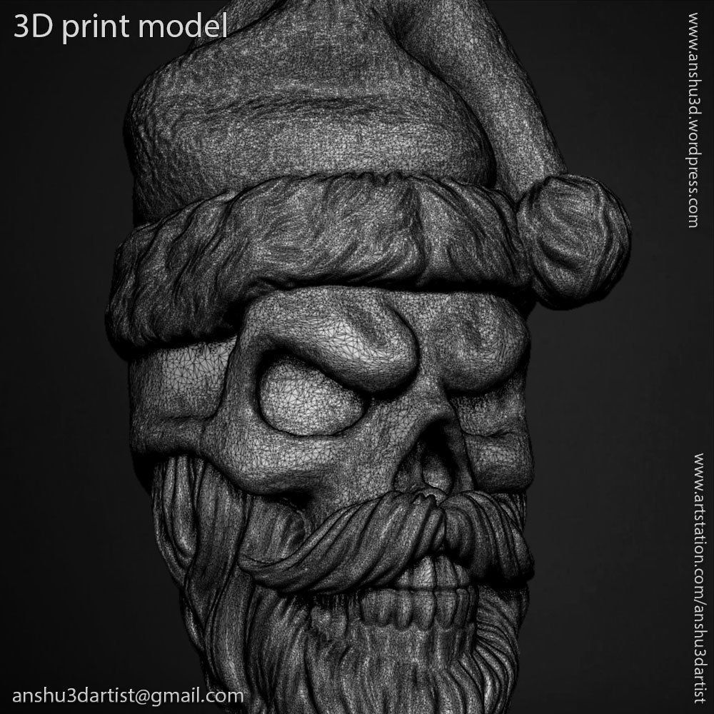 skull pendant jewelry Santa claus  vol1  3D print model_20