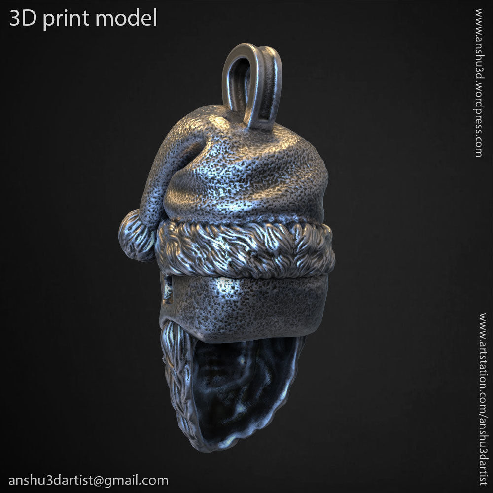 skull pendant jewelry Santa claus  vol1  3D print model_7