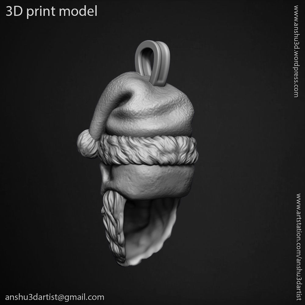 skull pendant jewelry Santa claus  vol1  3D print model_13