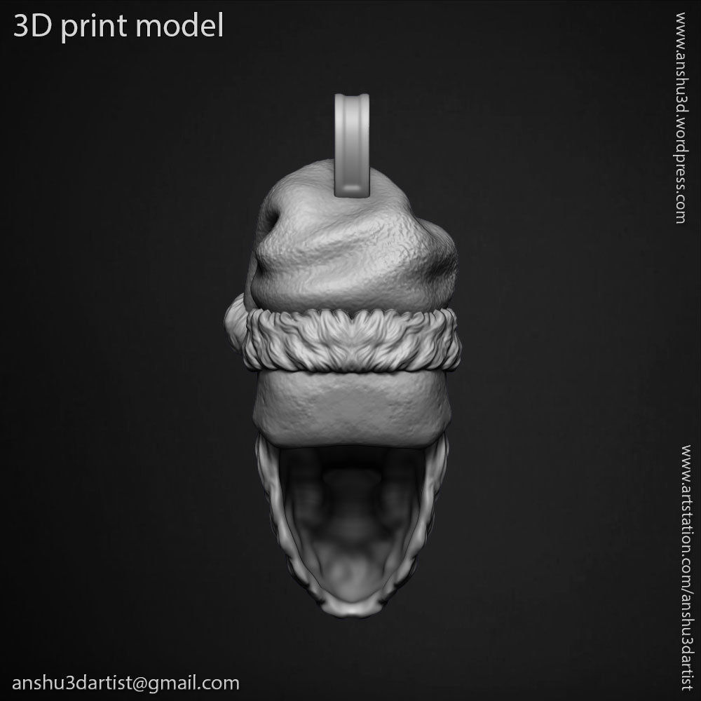 skull pendant jewelry Santa claus  vol1  3D print model_14