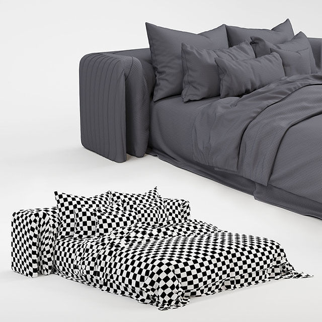 Baxter king size bed 3D model_3