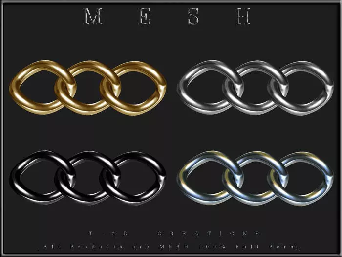 Chain 3 Rings Low-poly 3D model_0