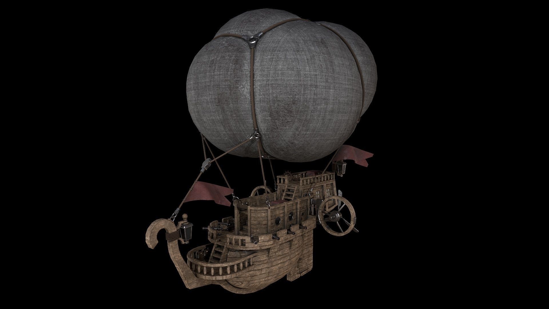 Airship Low-poly 3D model_9