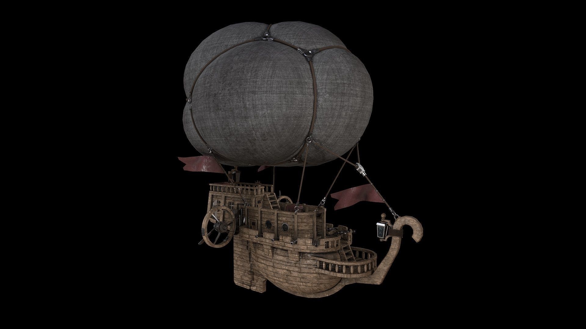 Airship Low-poly 3D model_7