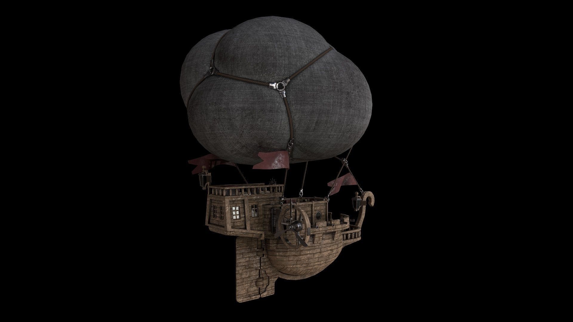 Airship Low-poly 3D model_5