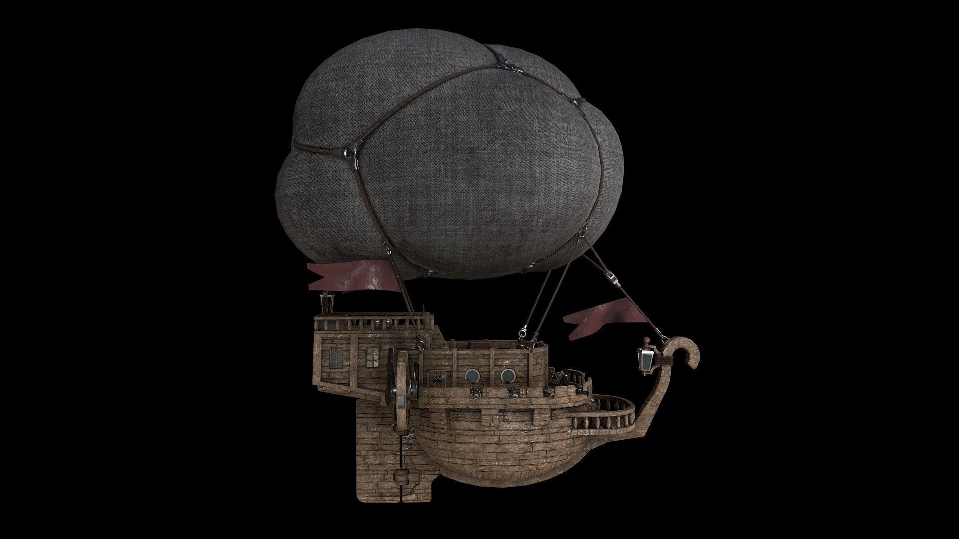 Airship Low-poly 3D model_6