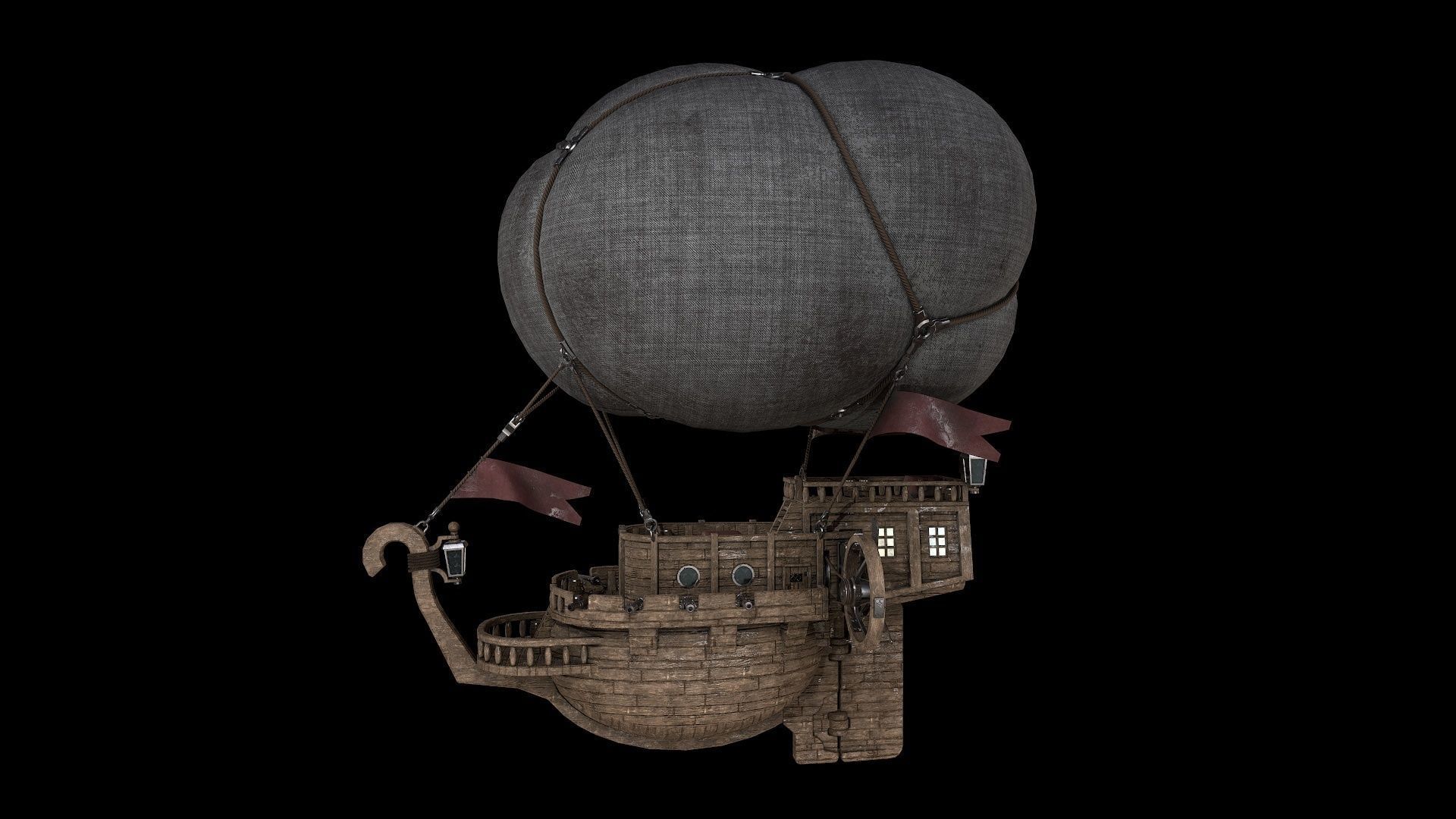 Airship Low-poly 3D model_2