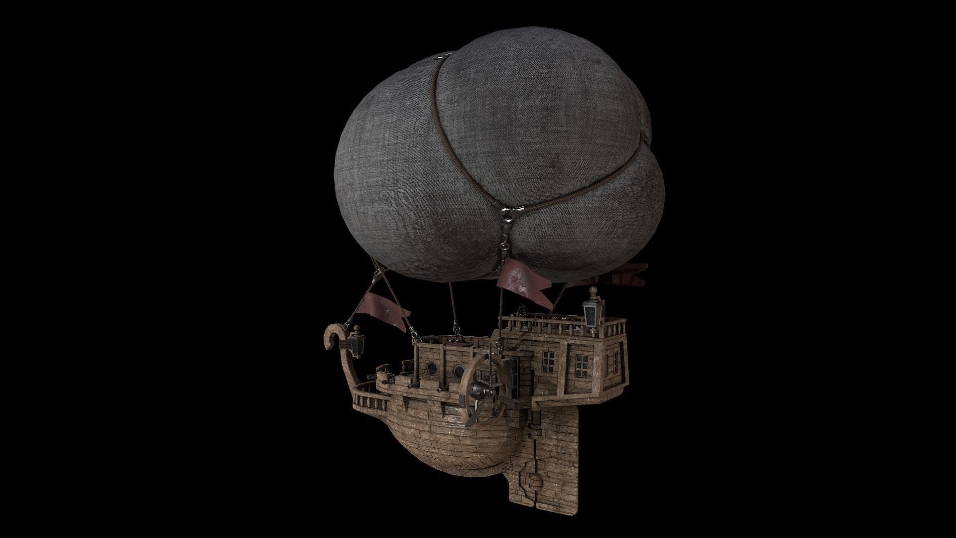Airship Low-poly 3D model_3