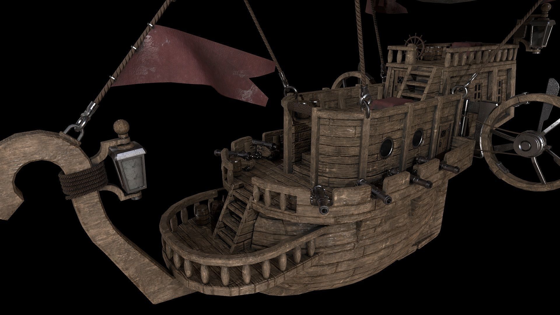 Airship Low-poly 3D model_10