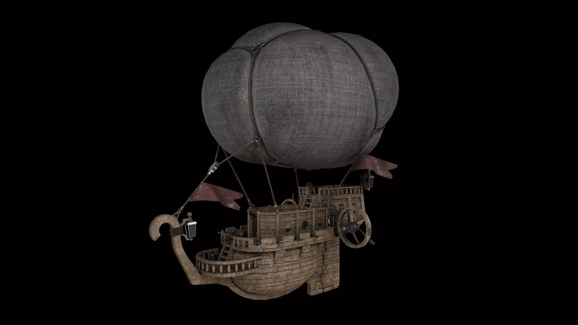 Airship Low-poly 3D model_0