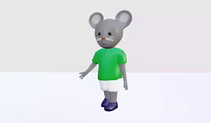 Cartoon Mouse - Rigged 3D model