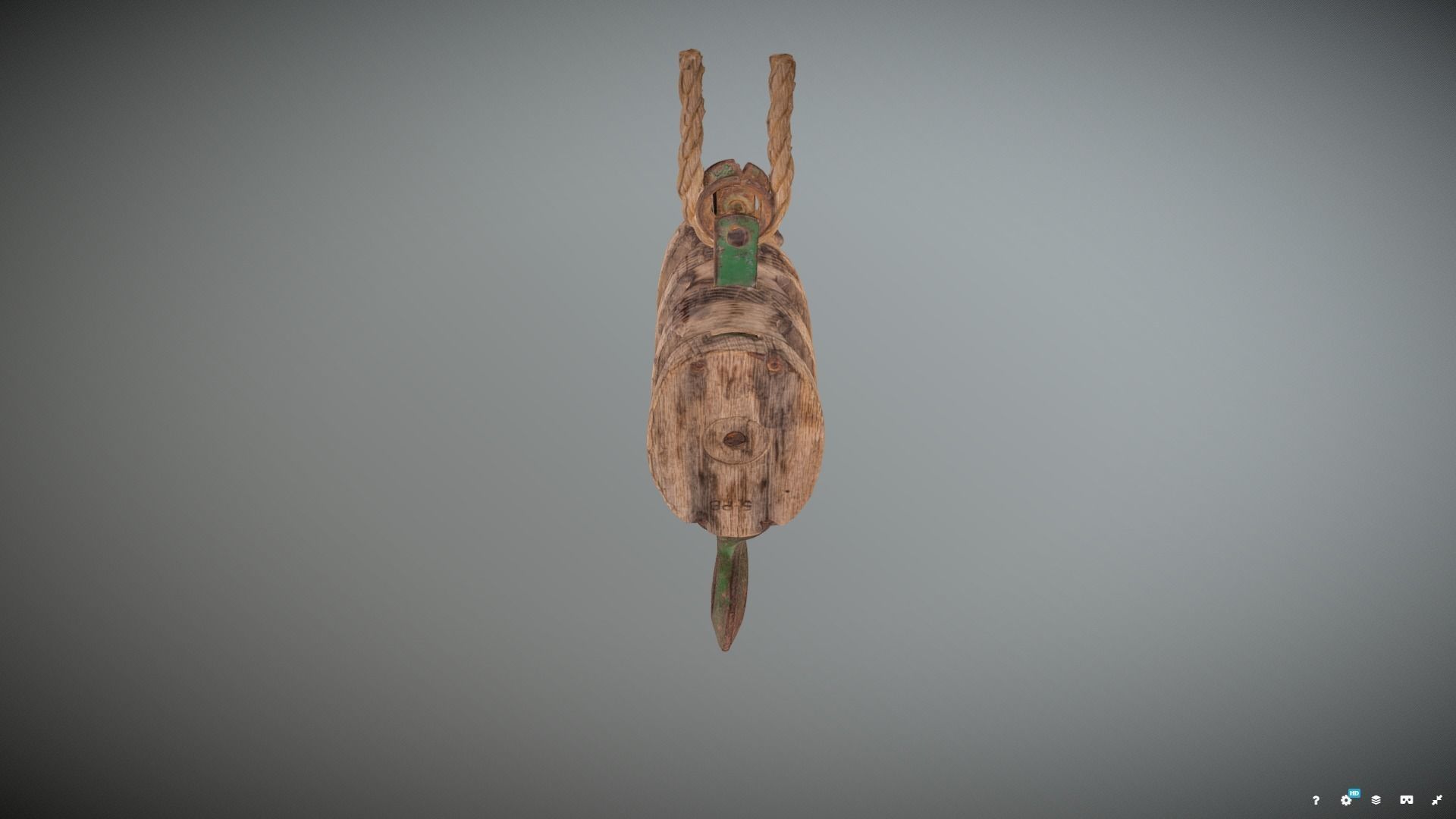 Pulley wooden hook hanging 3D model_4