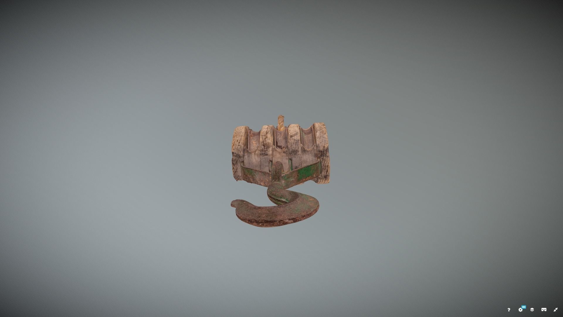 Pulley wooden hook hanging 3D model_3