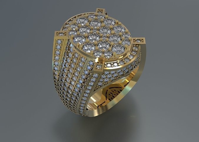 MEN RING WITH BIG  DIAMONDS 3D print model