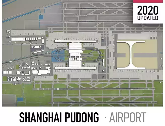 Shanghai Pudong Airport Low-poly 3D model