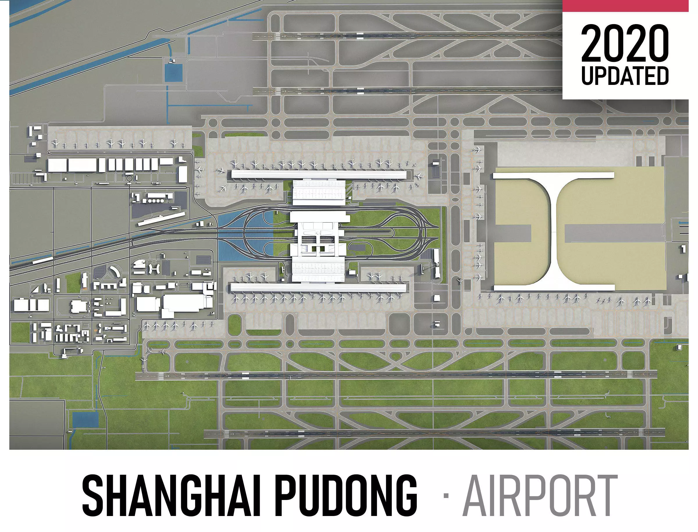 Shanghai Pudong Airport Low-poly 3D model_0