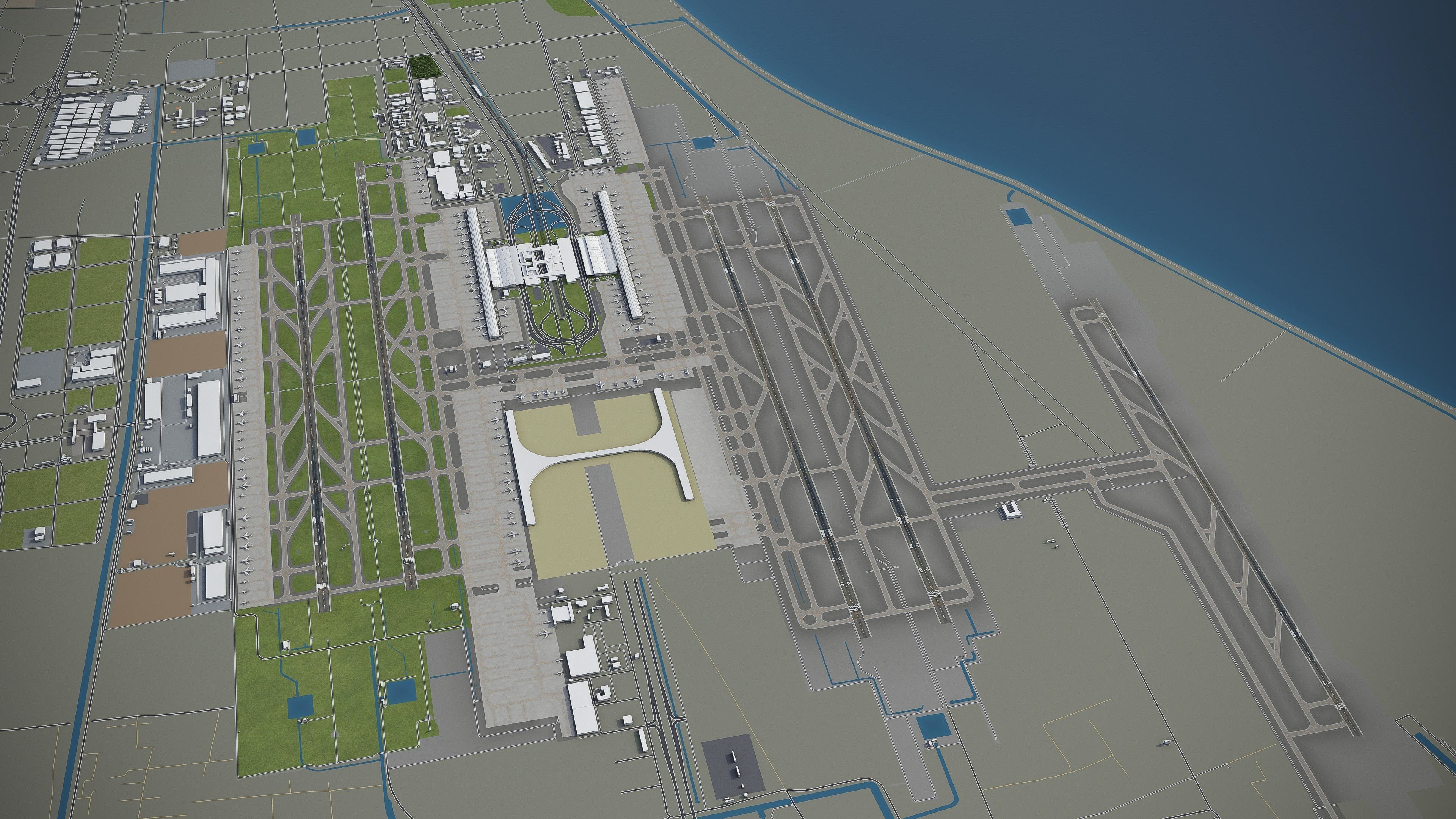 Shanghai Pudong Airport Low-poly 3D model_1