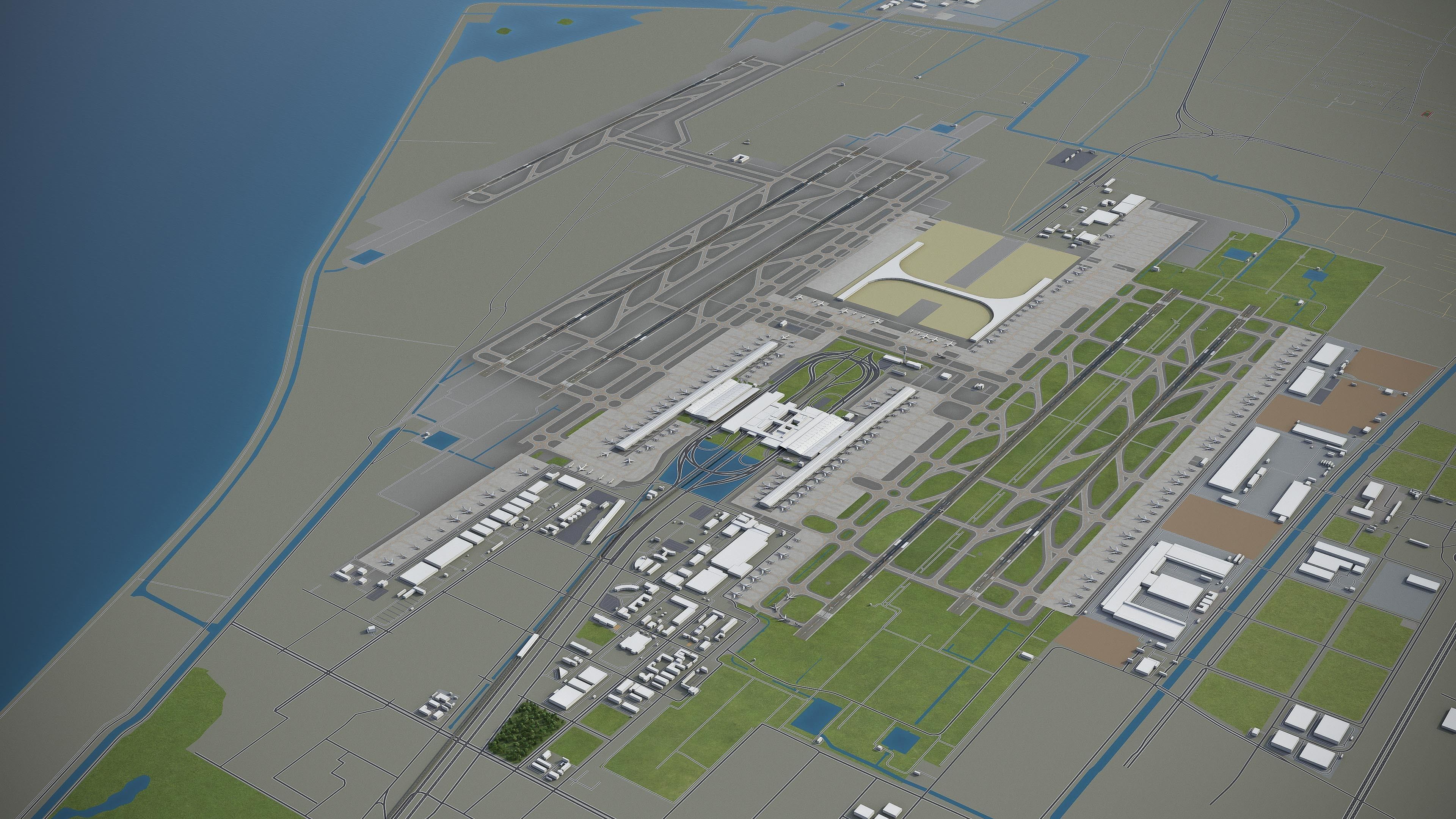 Shanghai Pudong Airport Low-poly 3D model_3