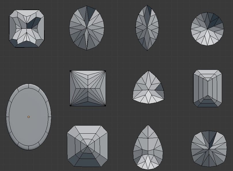 Assorted Gems and stone cuts Low-poly 3D model_1