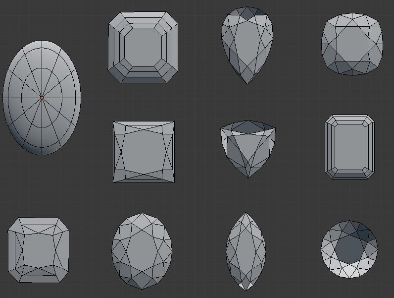 Assorted Gems and stone cuts Low-poly 3D model_3