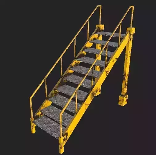 Industrial stairs Low-poly 3D model