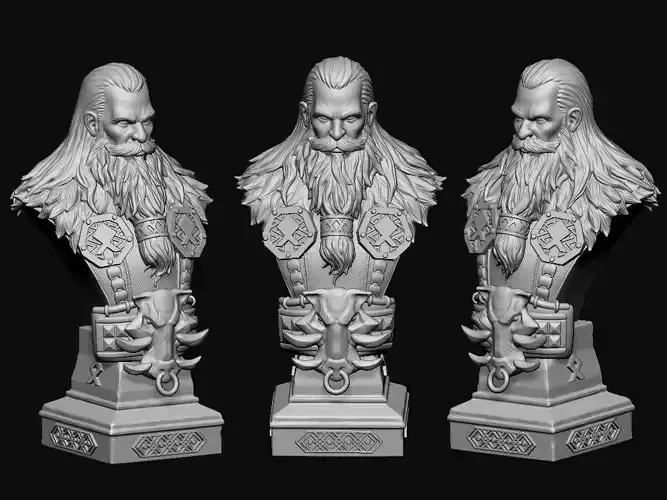 warrior bust with long hair 3D print model