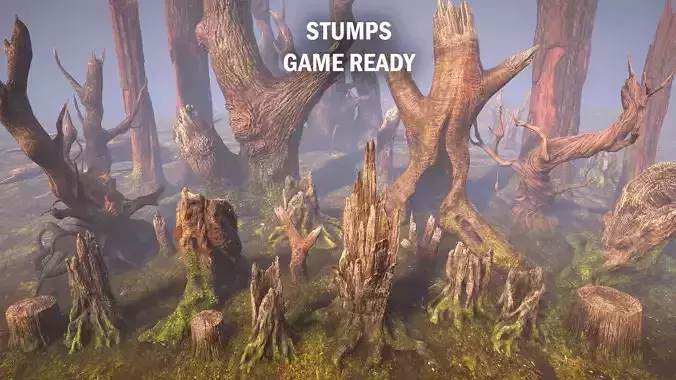 Stumps game ready Low-poly 3D model