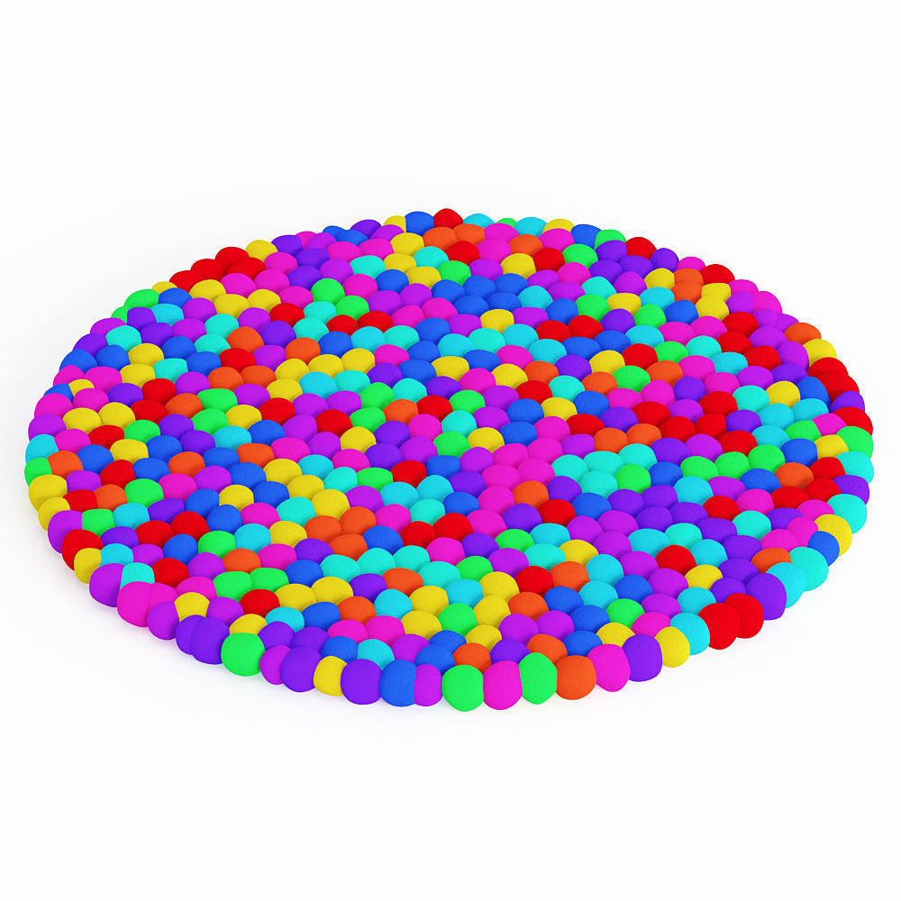 Carpet made of soft colored balls 3D model_1