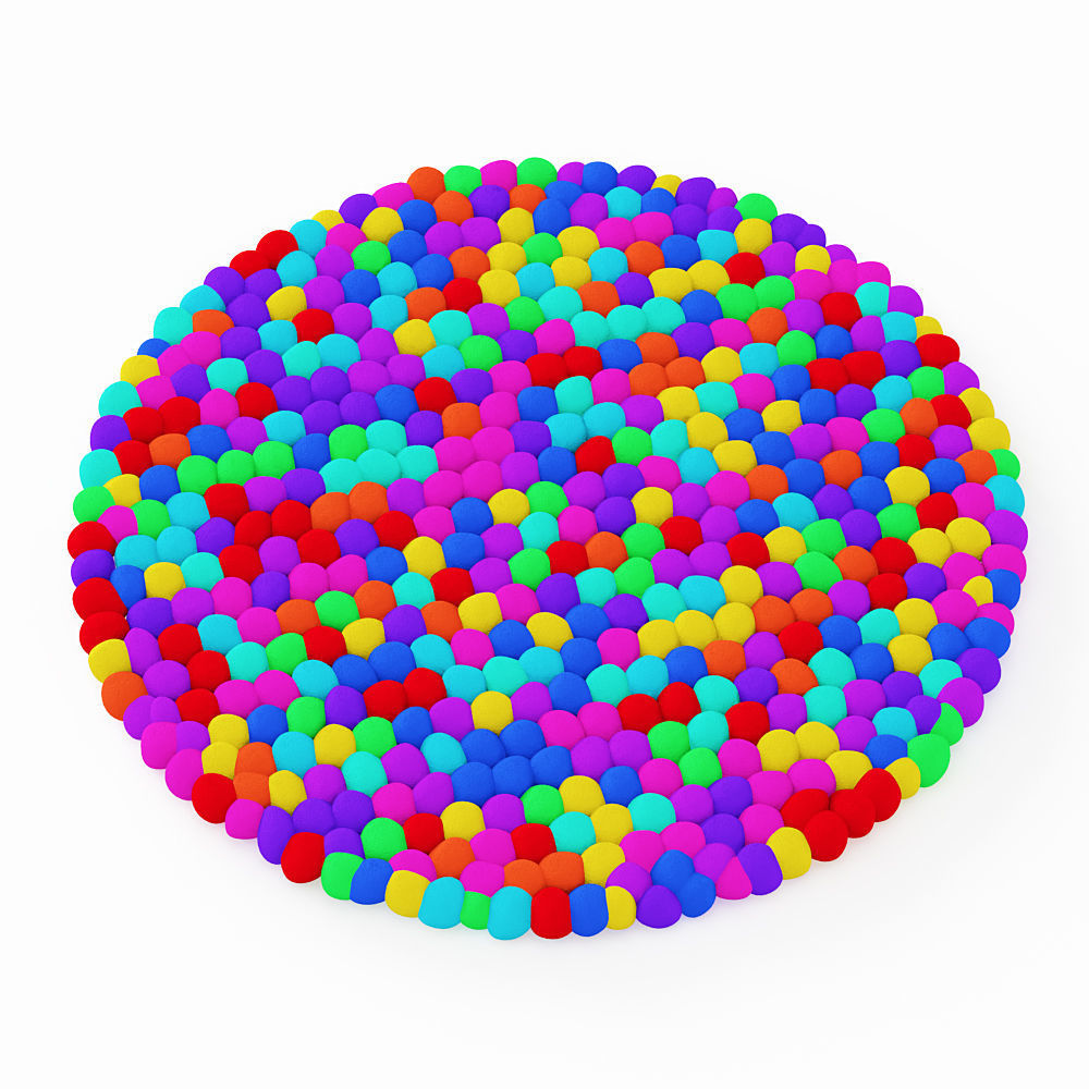 Carpet made of soft colored balls 3D model_2