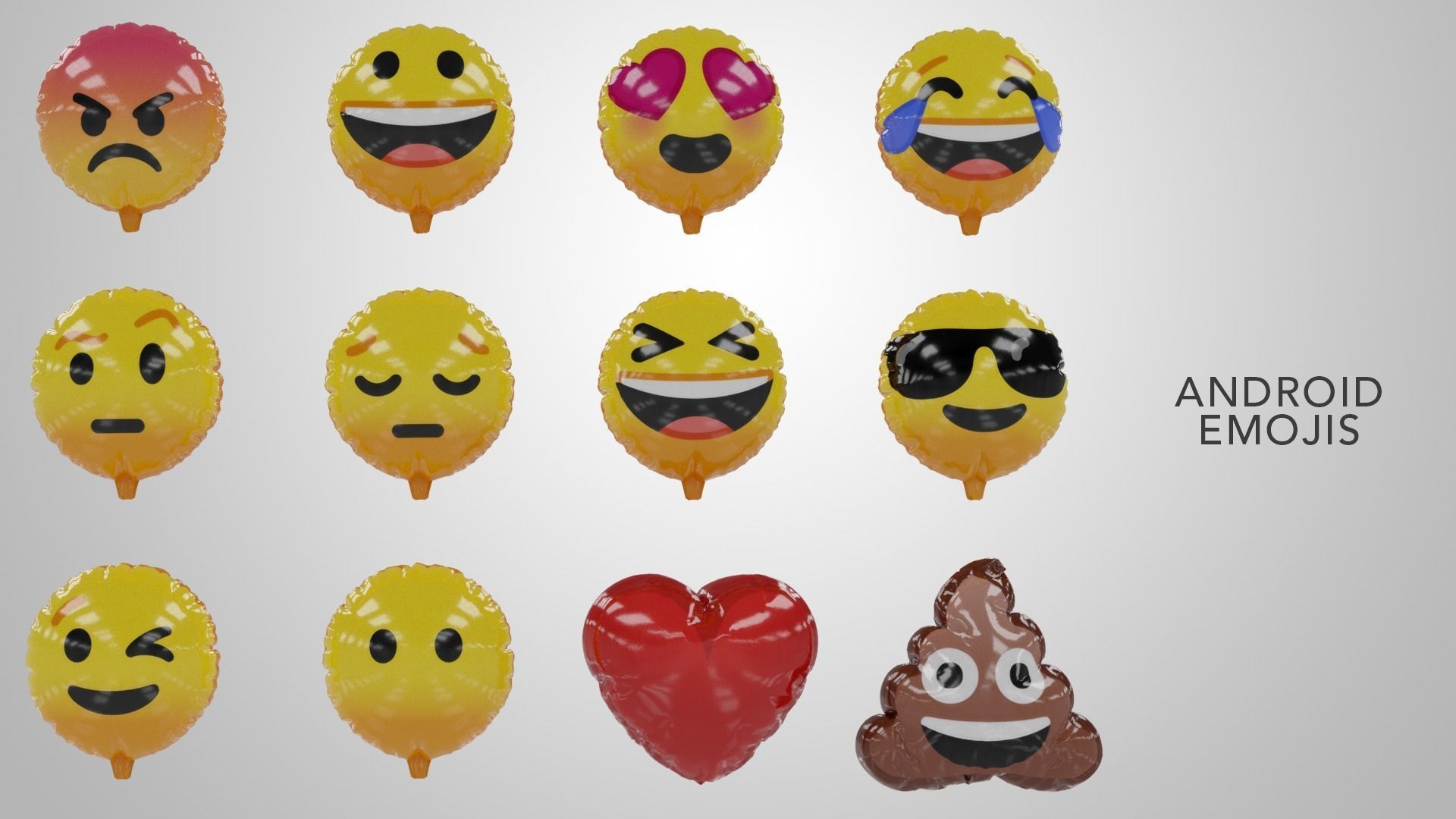 Emoji Balloons Pack Low-poly 3D model_2