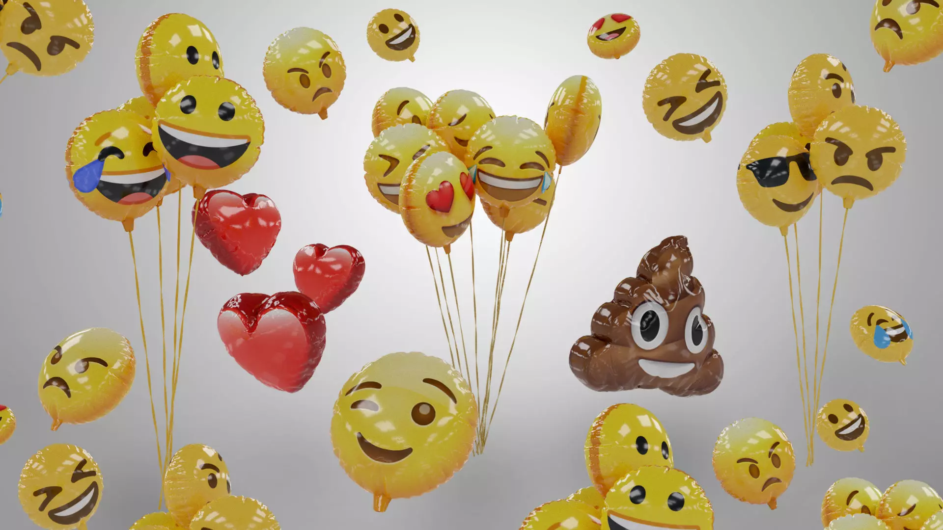 Emoji Balloons Pack Low-poly 3D model_0