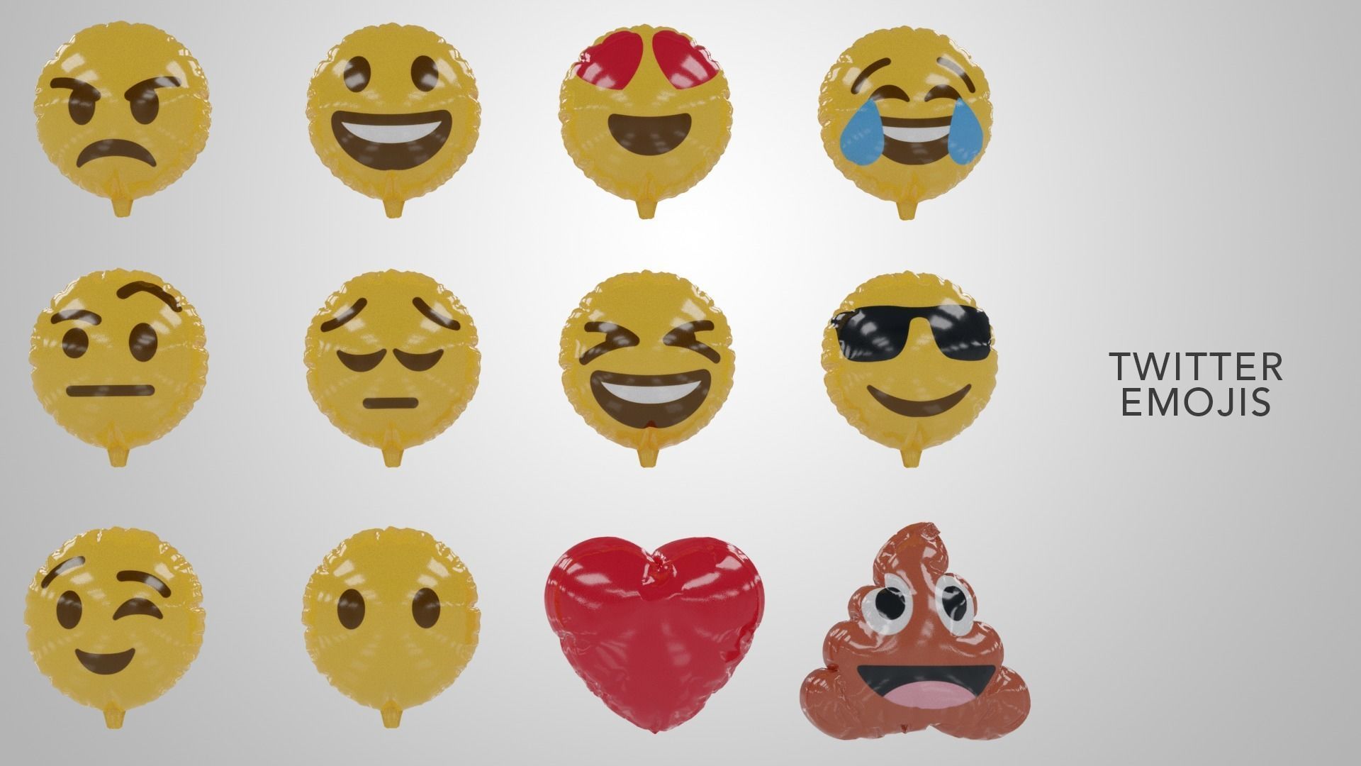 Emoji Balloons Pack Low-poly 3D model_3