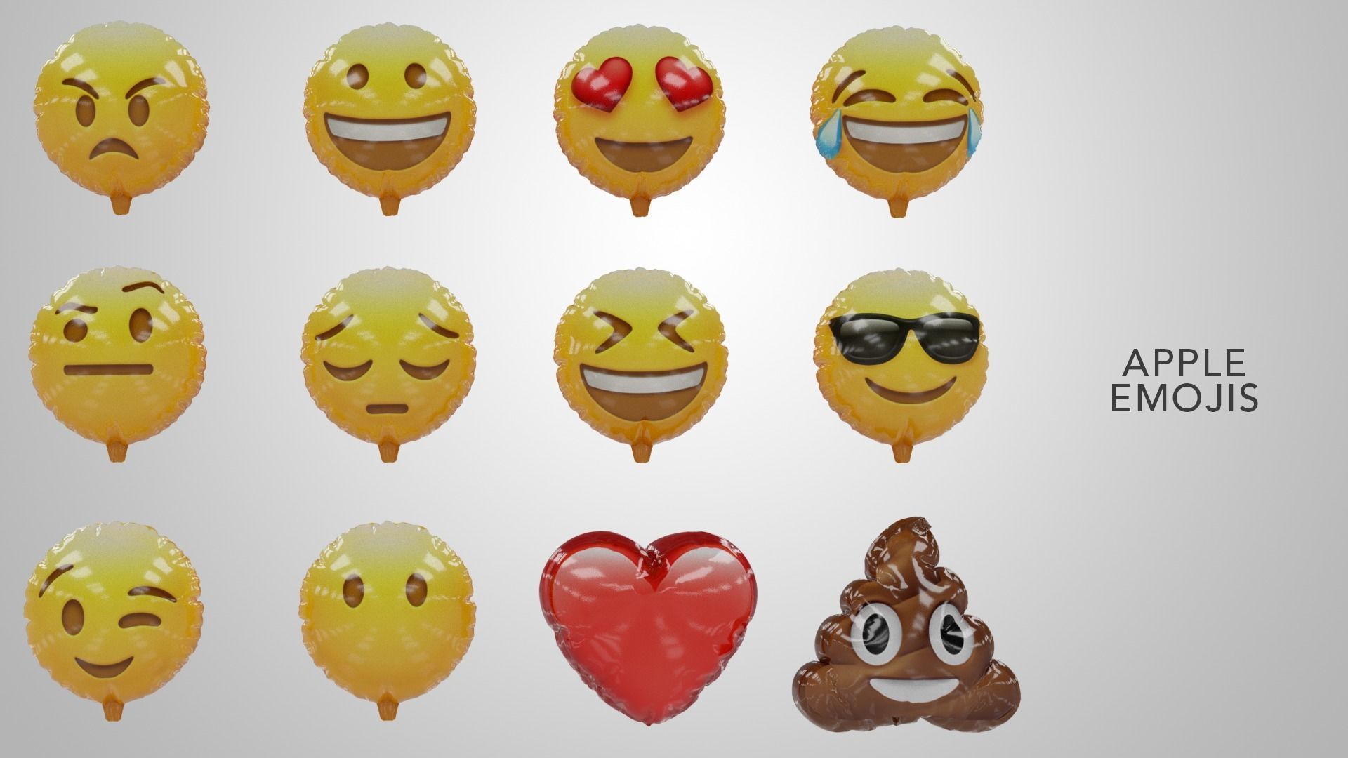 Emoji Balloons Pack Low-poly 3D model_1