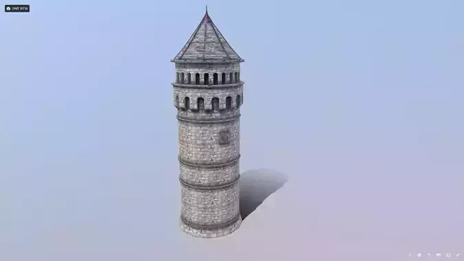 Medieval French Castle Tower Low-poly 3D model